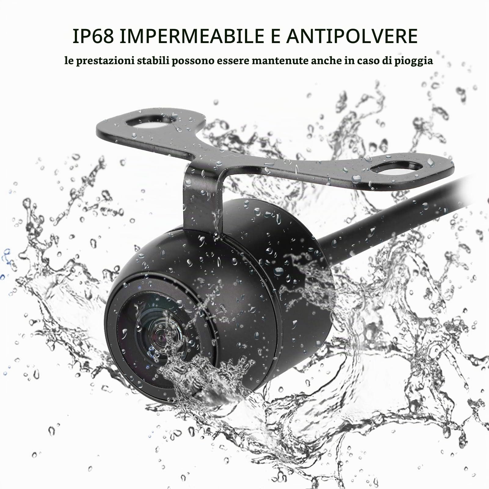 Telecamera CCD per auto, Mini telecamera frontale Sensore di immagine CCD universale Visione notturna Impermeabile con interruttore PAL/NTSC