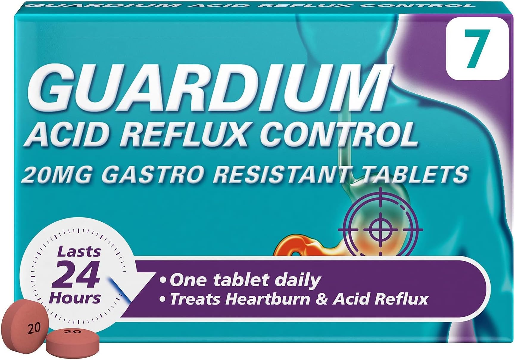 Guardium Tablets, 7 Gastro Resistant Tablets, Acid Reflux Tablets, Indigestion Tablets, Heartburn Tablets, Esomeprazole, Gerd, Gord, 24 Hour Protection, Antacids, Digestion and Nausea  CALEB TREEZEOrganic Farm Stops Acid Reflux Organic and Natural - 8 oz