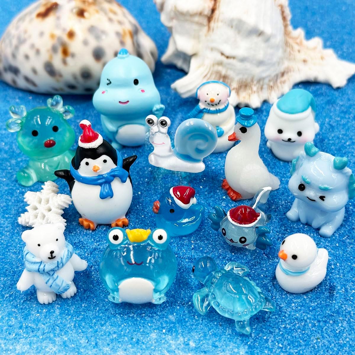 Suartus Christmas Miniature Figurines - 46 Winter Mini Resin Animal Figurines Tiny Christmas Figures Model Statue Ornaments for Xmas Fairy Garden Moss Landscape Potted Plant Snow Globes Home Decor - Image 6
