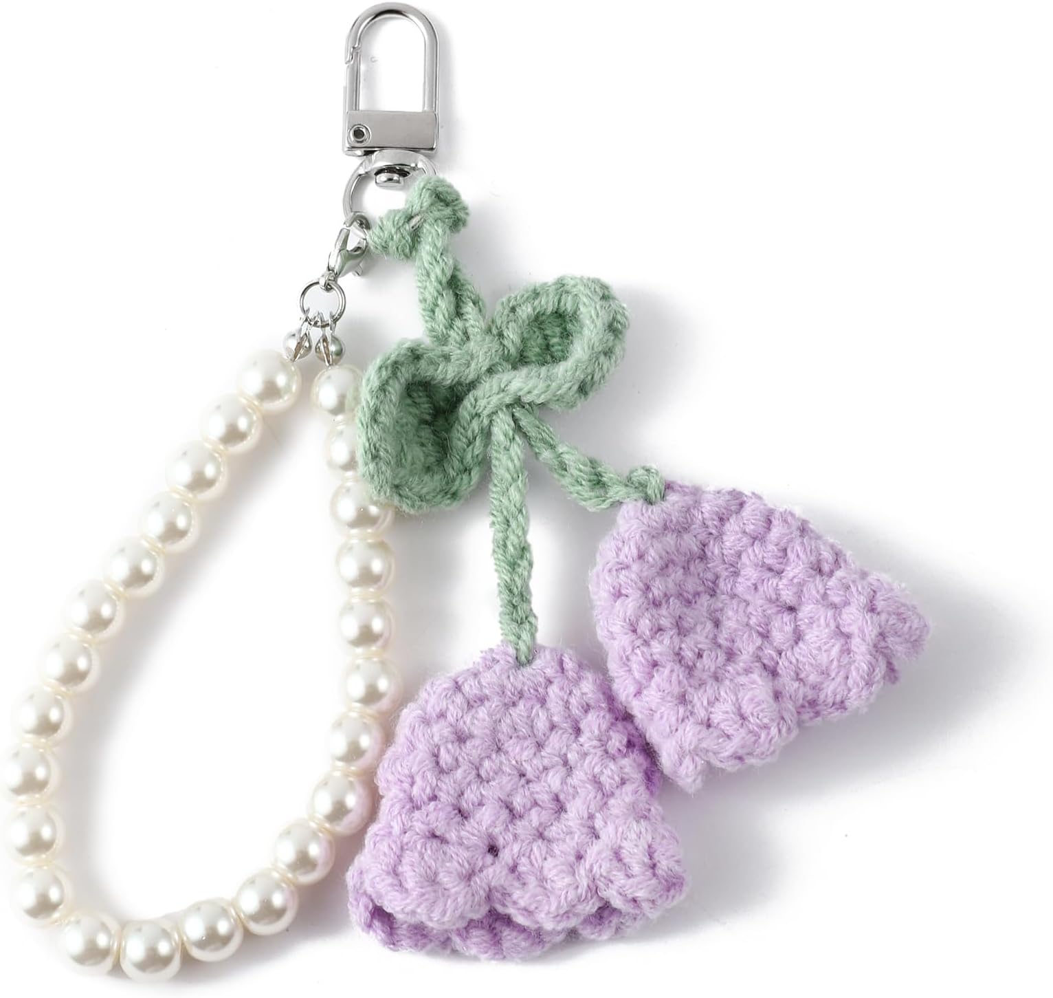 Bloomknit Pearl Bag Charm - Lilac | Cute Keychain For Handbags & Totes | Trendy Accessory For Handbags, Backpacks & Keys | Gift For Girls, Women & Friends