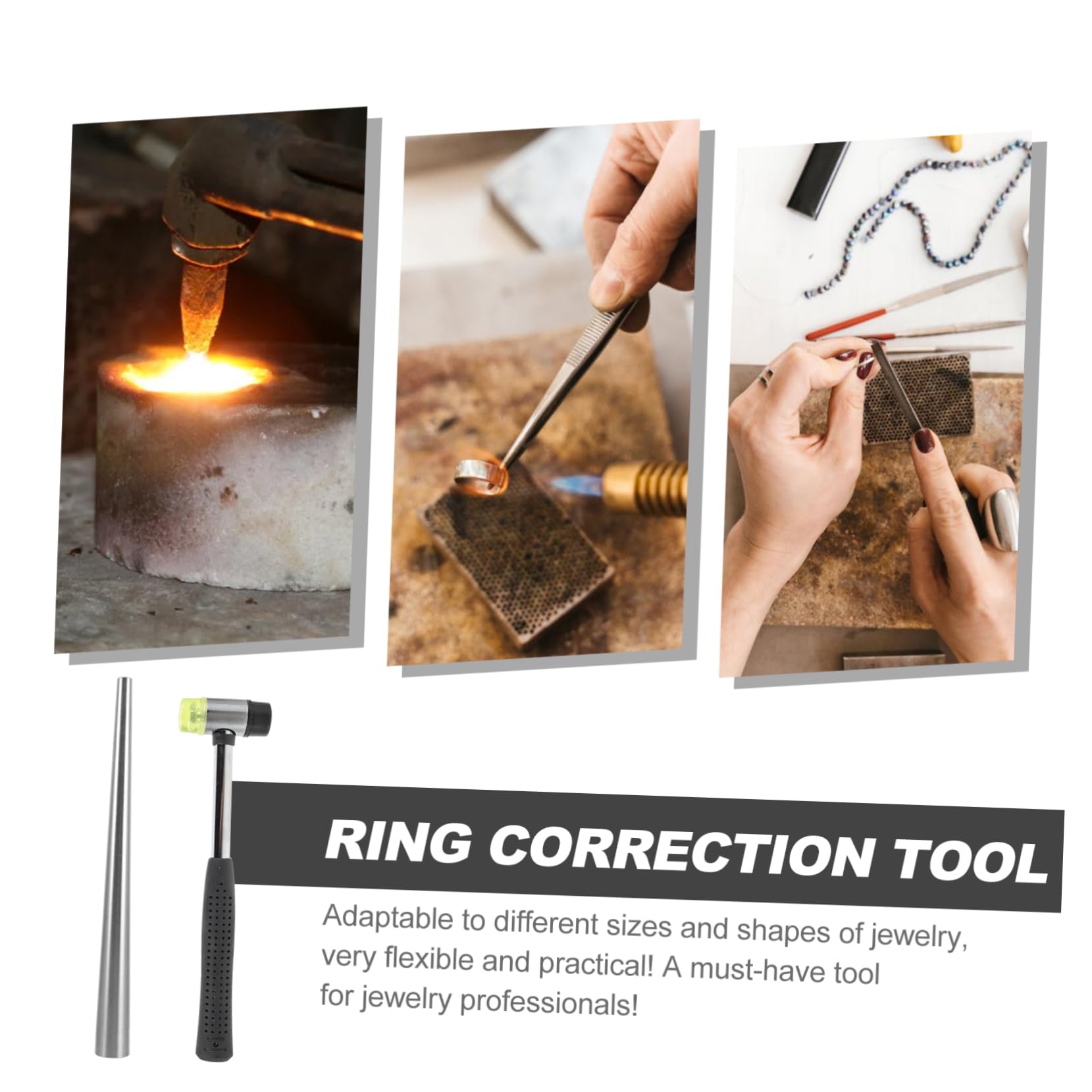 Artibetter Herramienta de Corrección Ajustador de Tamaño para Anillos para Anillos de Acero Inoxidable Accesorio Práctico para Mantenimiento de Joyería