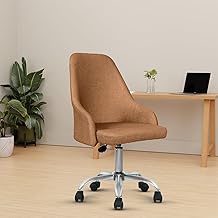 Vergo Smart Ergonomic Study Chair, Mid Back, Fixed Armrests, Cushioned Seat, Single Tilt-Lock Recline, Heavy-Duty Metal Base, Swivel Revolving Chair for Students, Home & Office Desk (Light Brown)