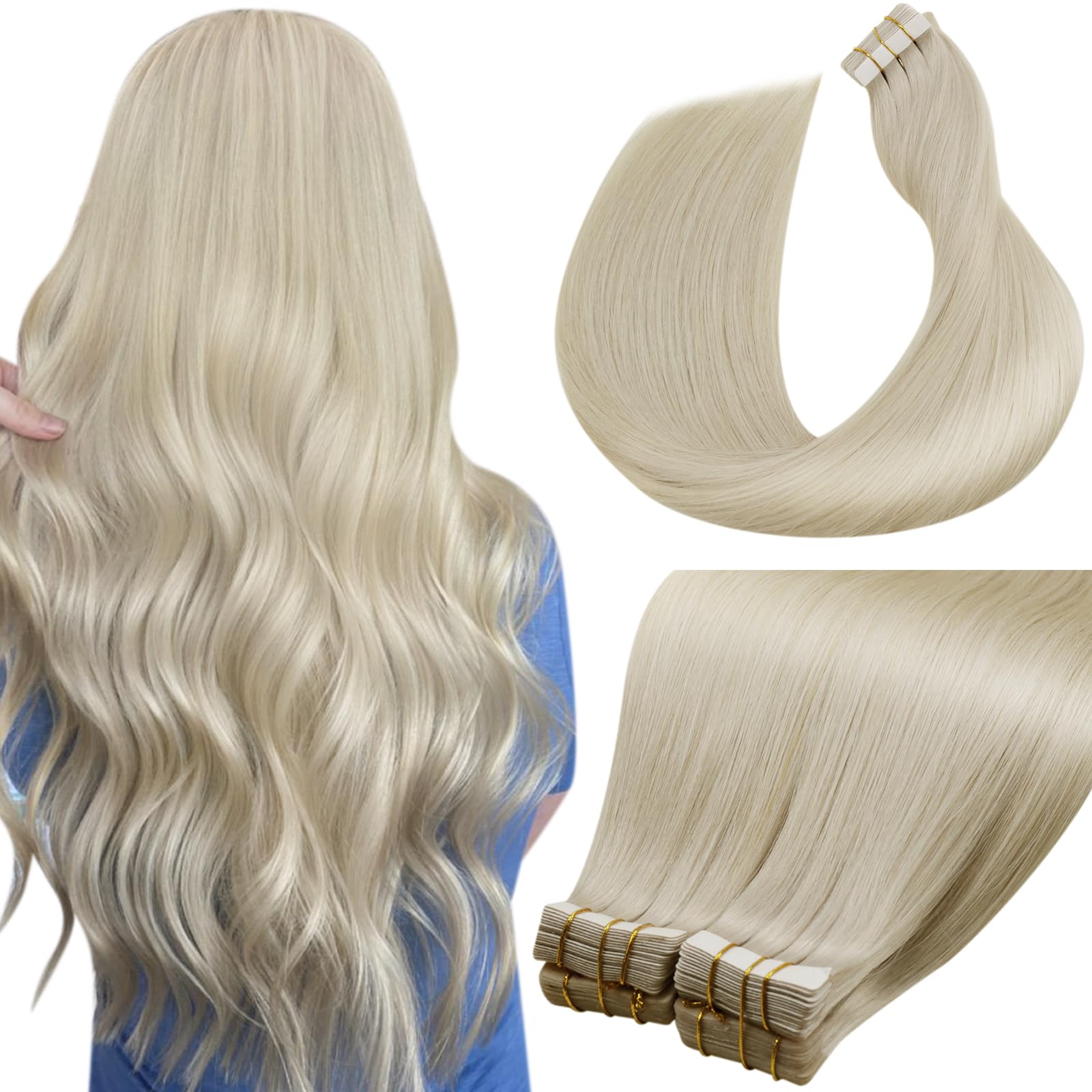 LaaVoo Tape in Extensions Echthaar Remy Haarverlängerung Echthaar Extensions Tapes