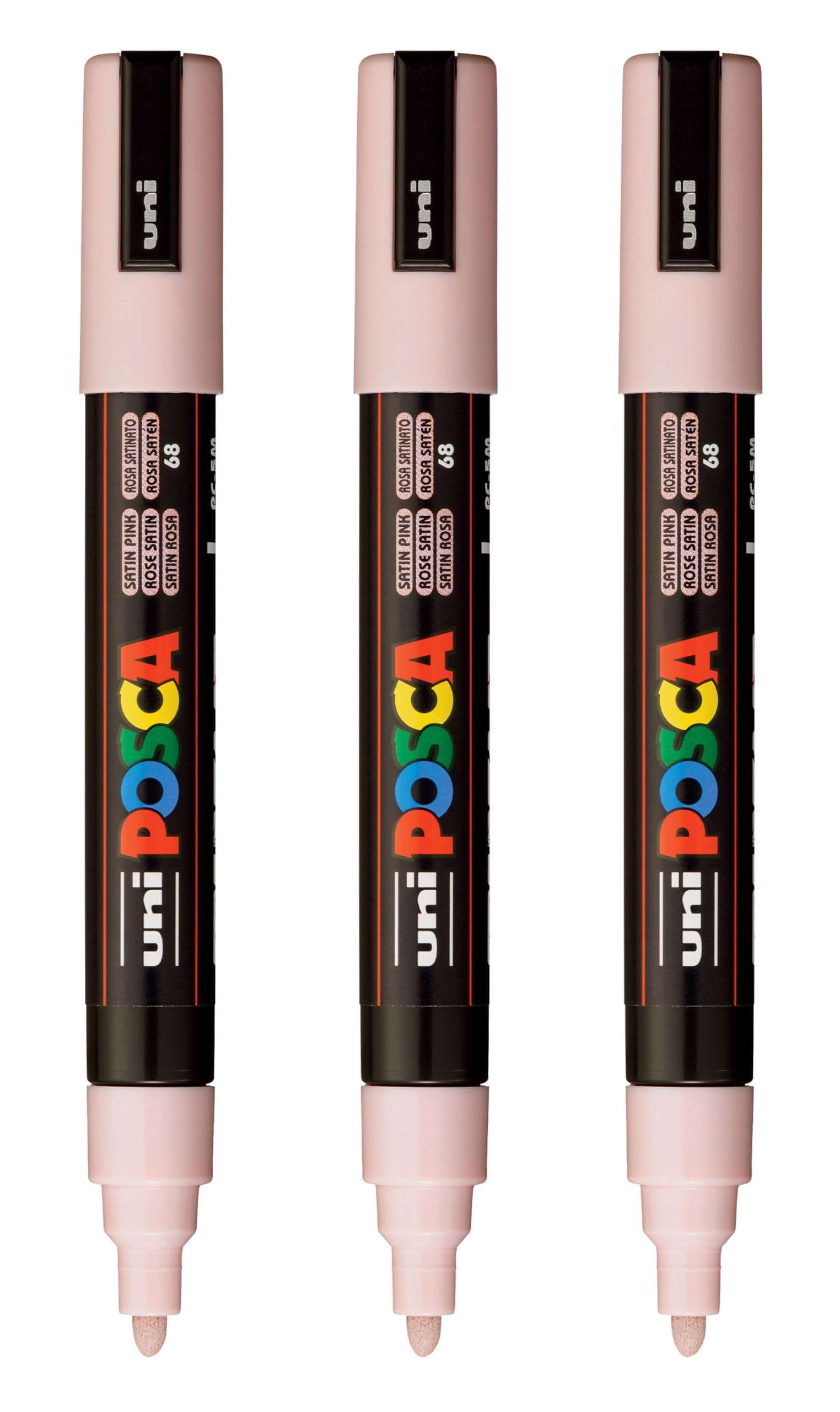posca PC-5M Water-Based Paint Markers, Reversible Medium Tip (1.8-2.5mm), Satin Pink, 3 Count