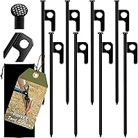 RINVEE 8 Pack Heavy Duty Forged Steel Tent Stakes - Durable Camping Pegs for Tents, Canopies, Outdoor Decorations