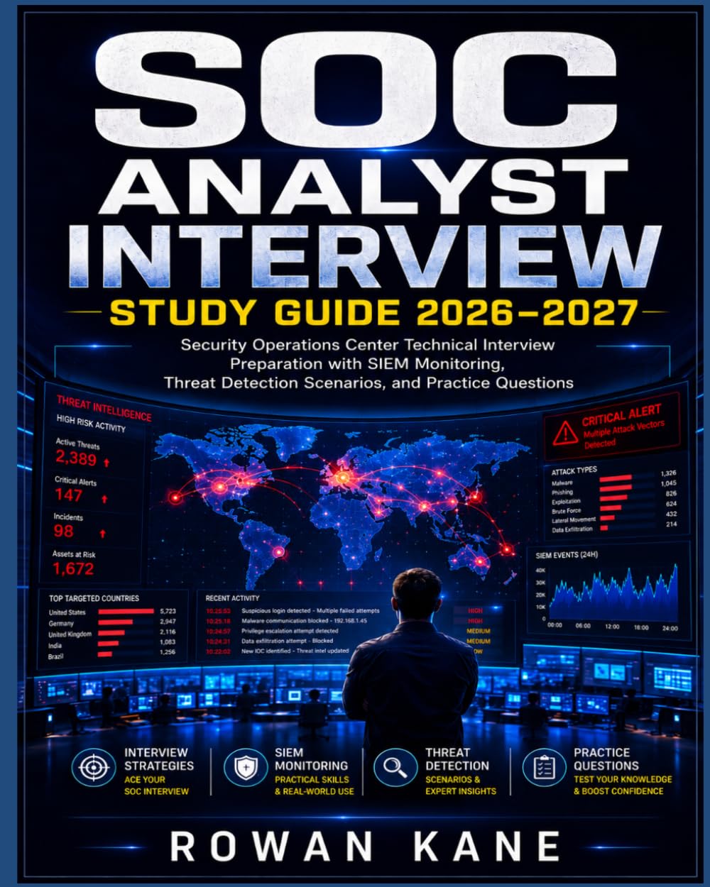 SOC Analyst Interview Study Guide 2026–2027: Security Operations Center Technical Interview Preparation with SIEM Monitoring, Threat Detection Scenarios, and Practice Questions