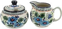 Vista 1 de Set de crema y azúcar de ballina de cerámica polaca Blue Rose