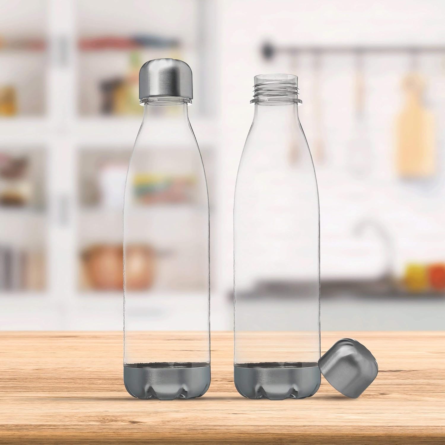 DISCOUNT PROMOS Levian Cola Shaped Plastic Bottles 25 oz. Set of 10, Bulk Pack - BPA Free, Great for Gym, Hiking, Cycling, Yoga and More - Clear