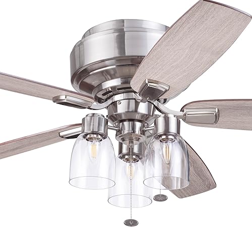 Miniatura 16 de Prominence Home Magonia, 52 inch Farmhouse Style, Flush Mount LED Ceiling Fan with Light, Dimmable, Pull Chain, Dual Finish Blades, Reversible Motor