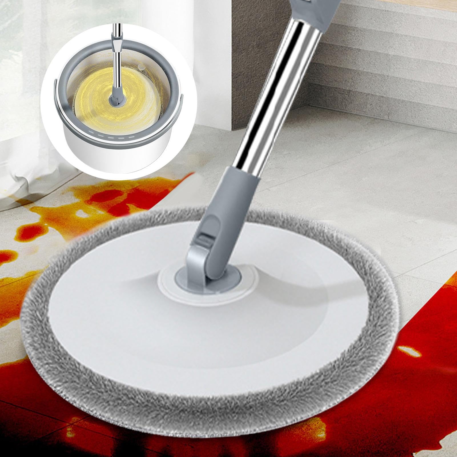 Juego De Fregona Y Cubo con Giratorio Fregasuelos, Set, Suministros,