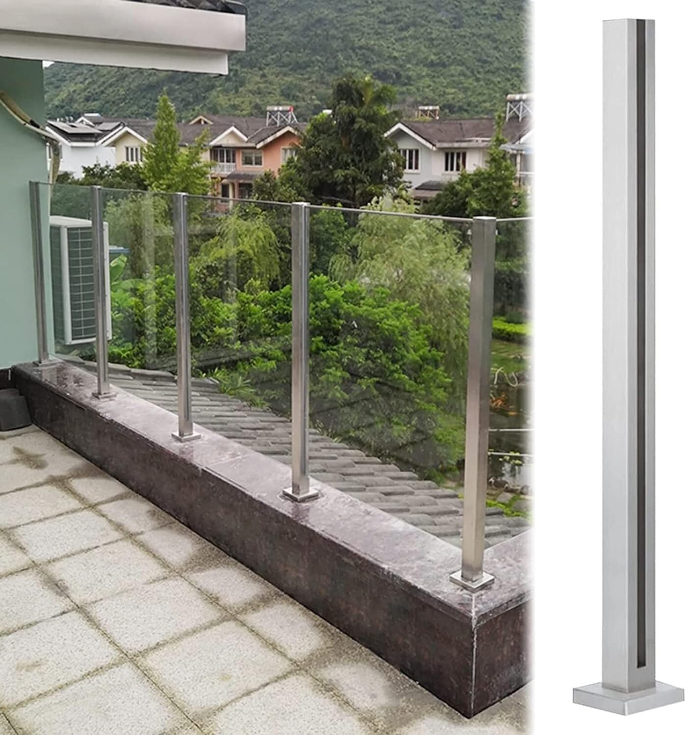 Poste de balaustrada de vidrio de acero inoxidable para balcones premium 8