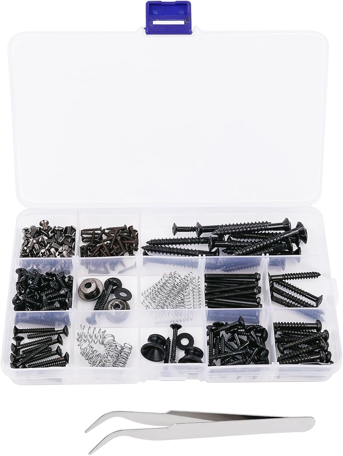 Banworks Metric Sized 258pcs Electric Guitar Screws Kit for Tele/Strat Bridge, Neck Plate, Pickup Rings, Humbucker Pickups, ST/TL Pickups, Pickguards, Tuners, Pickup Selector Switch, Strap End Pins