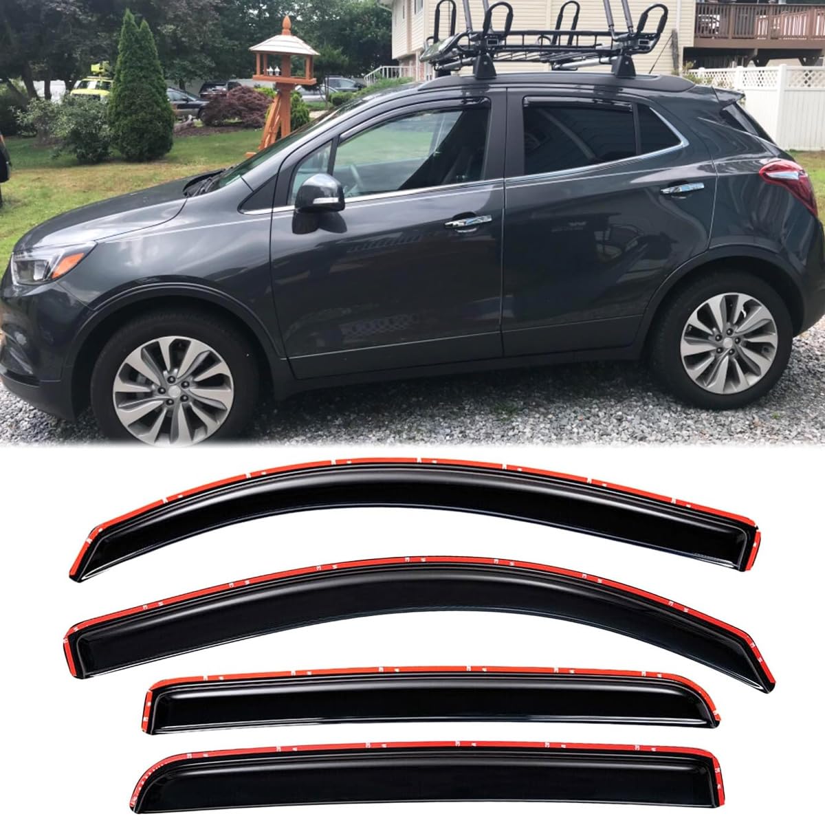 Deebior 4pcs Original Shatterproof in Channel Style Sun Rain Guards Side Window Wind Deflectors Dark Smoke Nice Looking Vent Window Visors Fit for