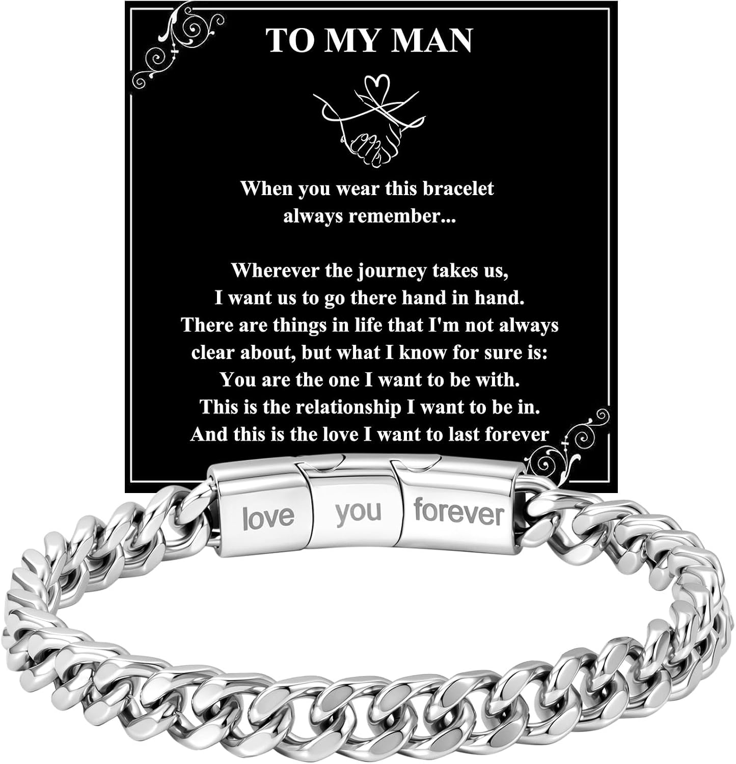RANKEEF Stainless Steel Bracelet for Men Magnetic Clasp Cuban Link Chain Men Bracelet Birthday, Valentine's Day Gift for Him