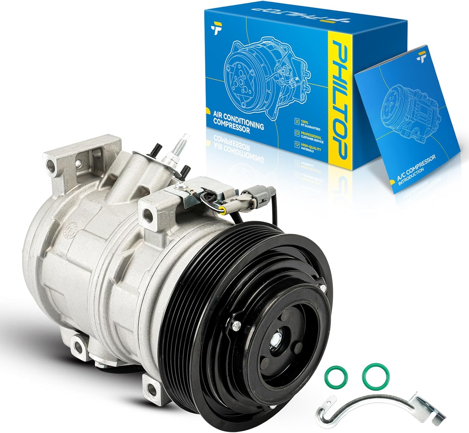 PHILTOP 78388 AC Compressor for Toyota Camry 2002-2006, Highlander 2001-2007 2.4L, Solara 2002-2008 2.4L, 8832006080 Air Conditioning Compressor