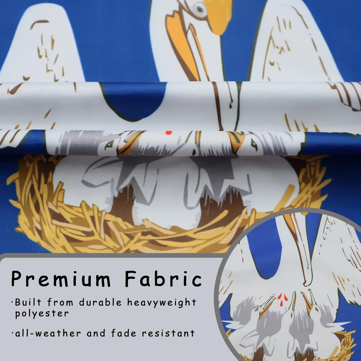 3 Ply Louisiana State Flag 2x3 Ft 150D Polyester Double Sided Outdoor Heavy Duty Vivid Colors with Durable Canvas Header and 2 Brass Grommets - Image 6