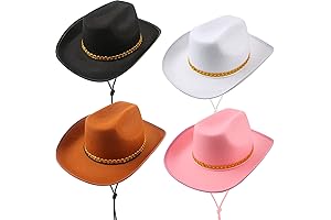 4 Pack Pinch Front Cowboy Hat Variety Costume for Western Party Halloween, Photo Booth