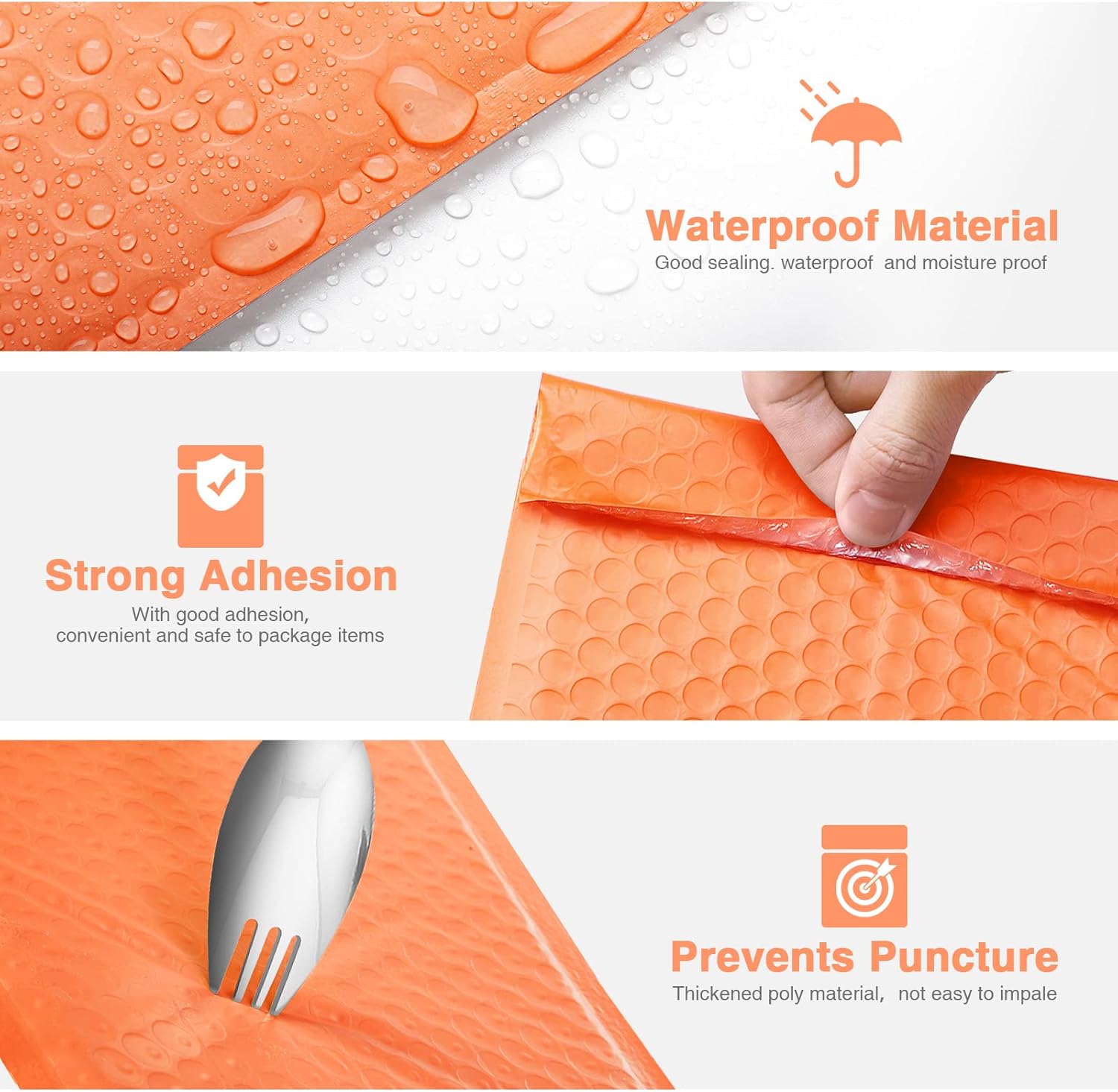 Metronic Bubble Mailers 6x10 Inch 50 Pack, Bubble Envelopes, Self-Seal Waterproof Shipping Bags, Padded Envelopes for Shipping, Packaging for Business, Orange Bulk #0, Bubble Mailers Usable Size 6x9