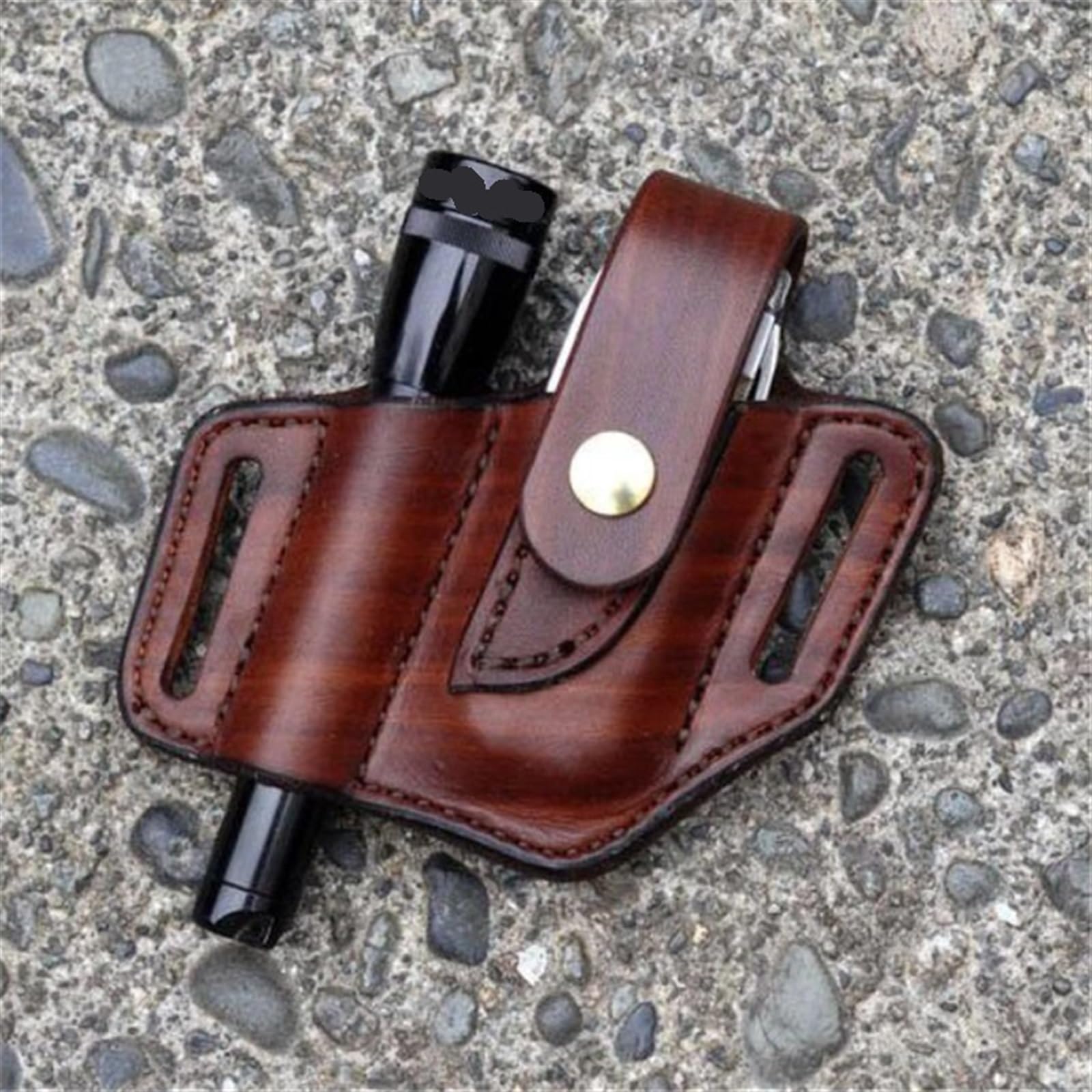 JINGYAN Bolsas herramientas Tool Storage Leather Case Bag Carrying Handbag(Bruin)