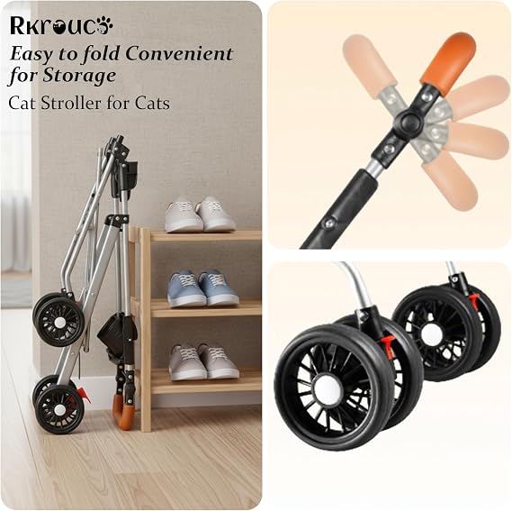 3 in 1 Dog Strollers 4 Wheels Folding Pet Stroller with Detachable Carrier Multifunction Portable Dogs Travel Carriers for Medium Small Puppy Kittens(Deep Black)
