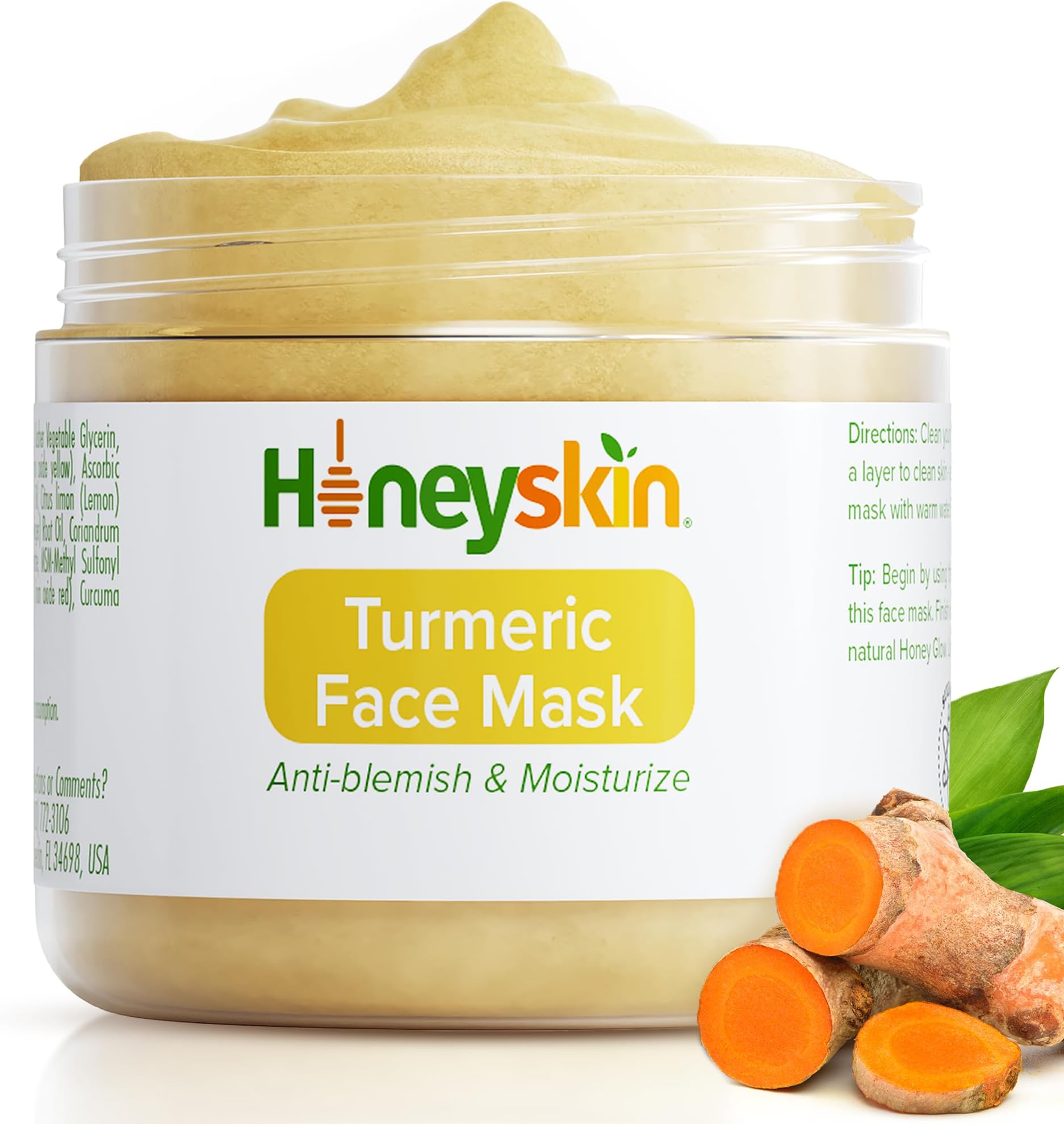 Turmeric Face Mask Acne Scars and Dark Spot Remover - Deep Pore Minimizer and Anti Aging Face Mask - Skin Moisturizing Face Mask - Face Moisturizer for Glowing Skin and Pimple Spot Treatment (3oz)