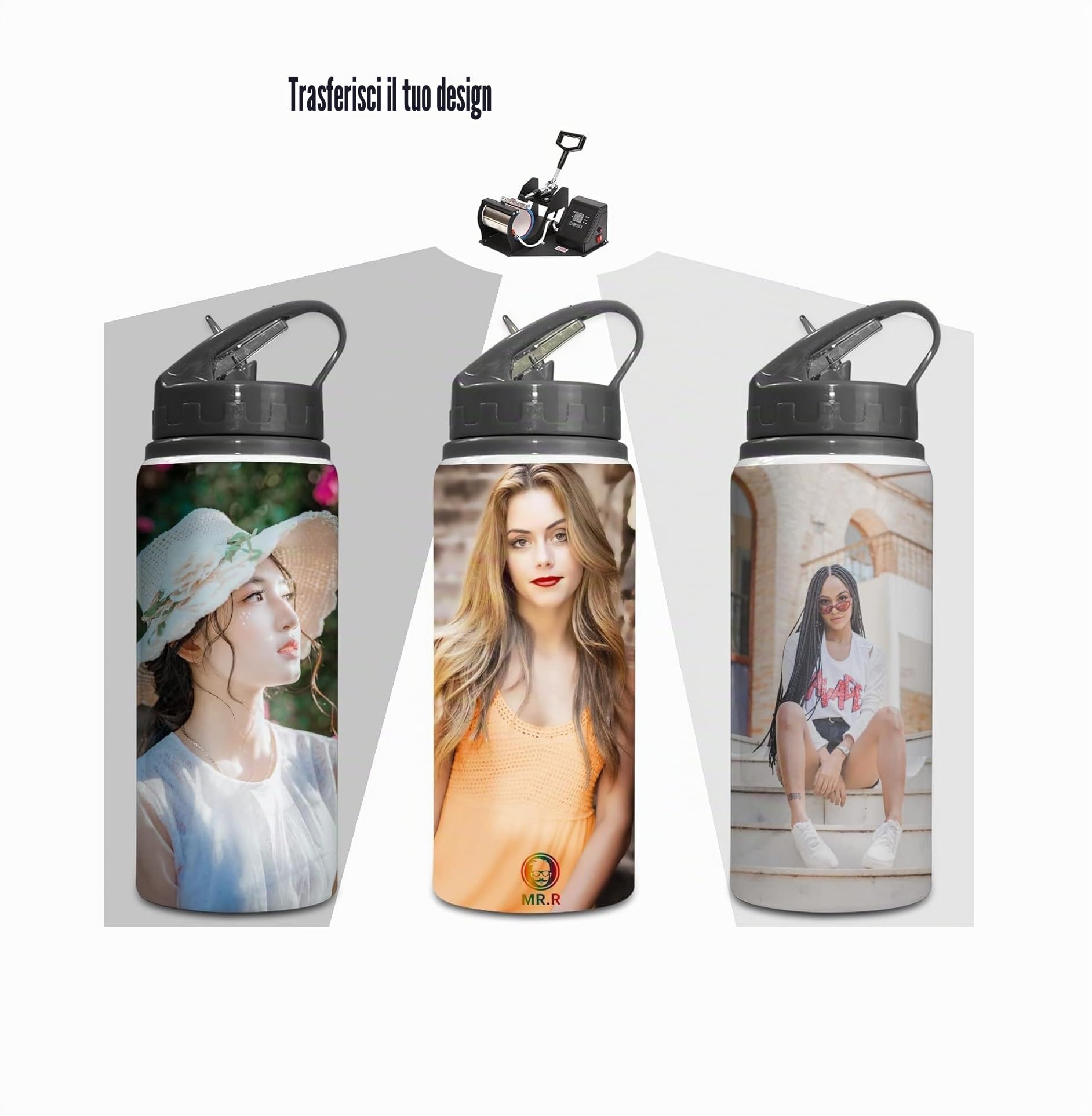 10 Confezione da 20oz/600ml Borraccia in alluminio bianca vuota per sublimazione, per sport, portatile, ideale per viaggi all'aperto, ciclismo, con tappo color laptop per stampa termica fai da te'