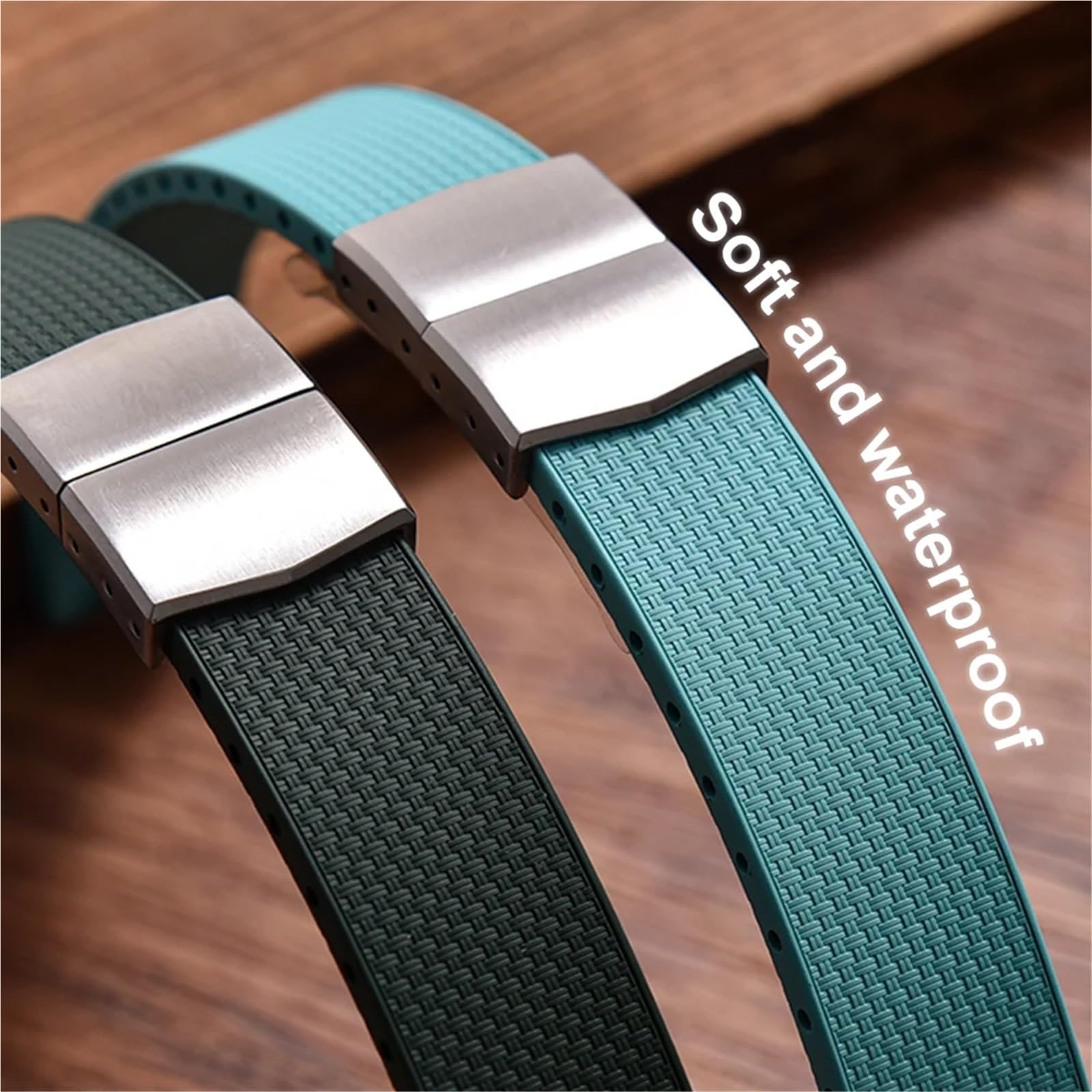 Generico Bracelet à boucle bicolore: caoutchouc tressé, dégagement rapide 20 mm