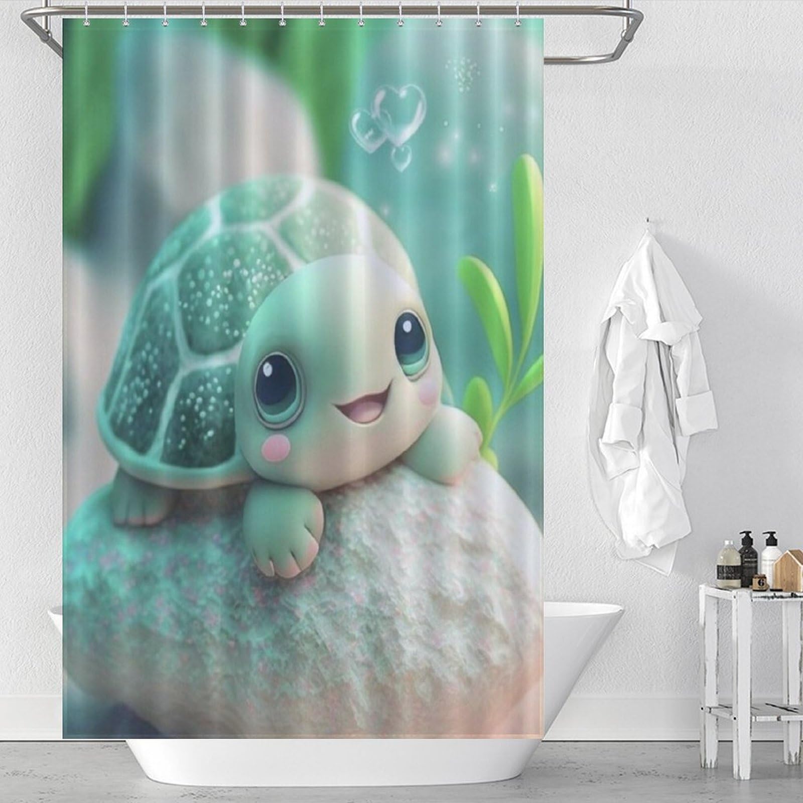 Rideau de douche tortue 100% polyester anti-éclaboussures