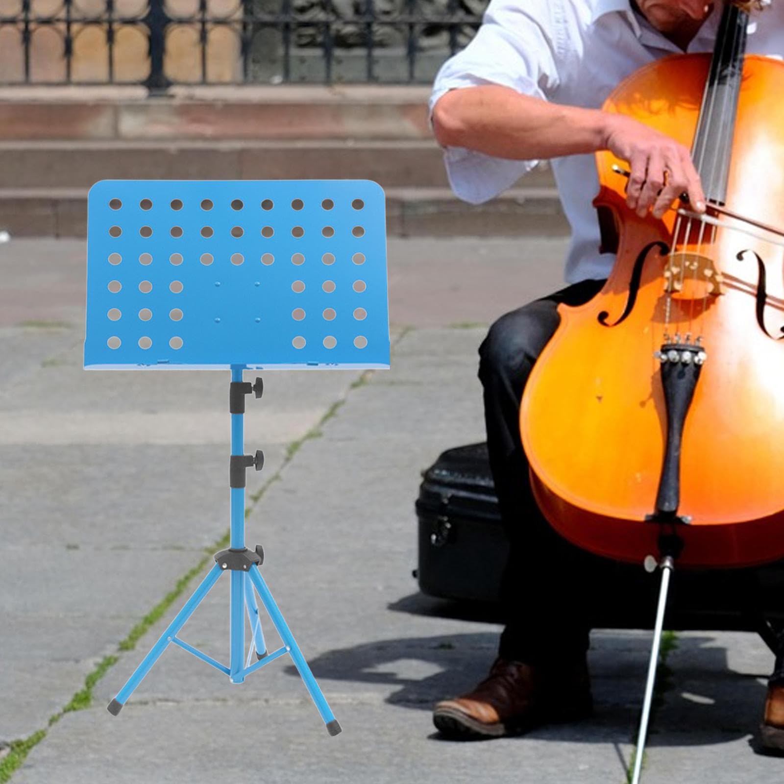 per spartiti, robusto, stabile, regolabile in altezza, pieghevole, per musicisti da viaggio, esibizioni strumentali, palco, principianti, Blu
