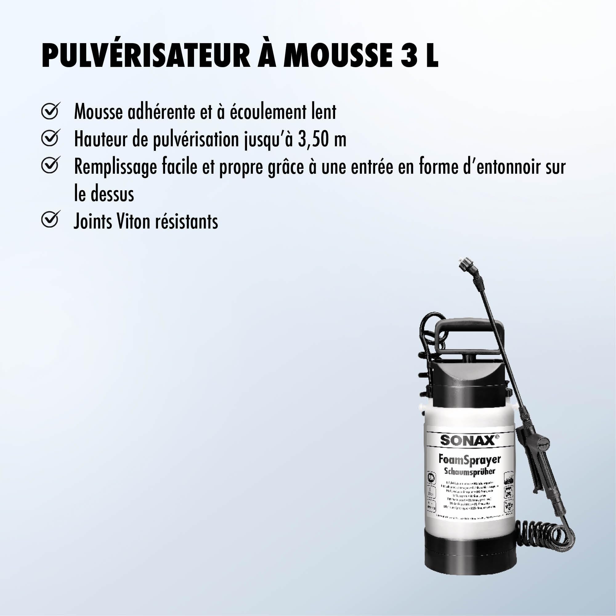 SONAX Pulvérisateur à Mousse (1 pièce) Puissant avec 3 litres de Remplissage pour de Grandes Surfaces | Réf: 04964410