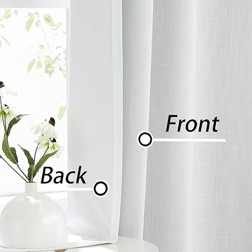 Miniatura 2 de Cortinas opacas completas para ventana de dormitorio y sala de estar, reducción de ruido, aislamiento térmico, textura de lino pesado, 8 ojales,
