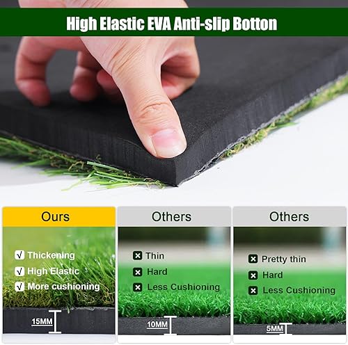 Miniatura 2 de Golf Mat 5x4ft Thickening Golf Hitting Mat, Golf Mats Practice Outdoor with Dual Turf, Golf Training Mat for Backyard Driving Chipping Swing, Golf