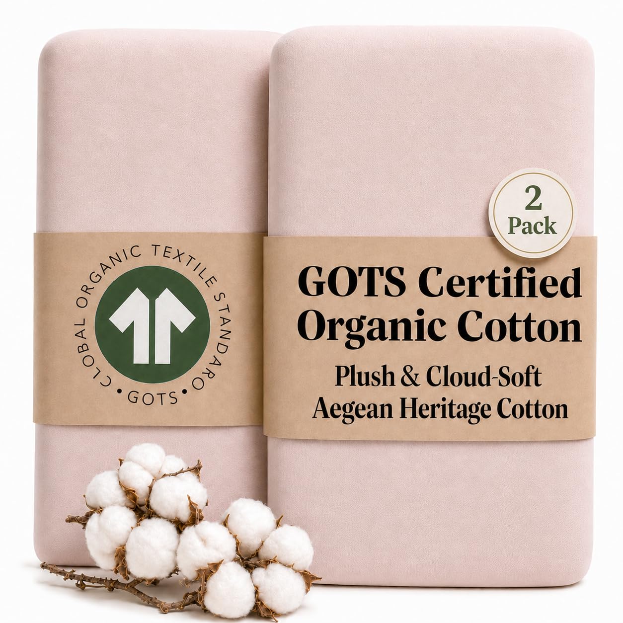 2 x GOTS 100% Organic Cotton Bedside Bassinet Sheets 33x20 and 35x19 Compatible with Maxi Cosi Iora, Baby Delight, Koola Baby Bond, Harppa Cudly 3 in 1 - Luxury Turkish Cotton - Boy, Girl