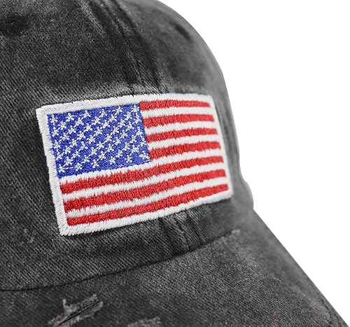 Miniatura 3 de Vxchkerm Gorra de béisbol de malla con diseño de bandera estadounidense de Estados Unidos para mujer divertida y ajustable bordada desgastada con