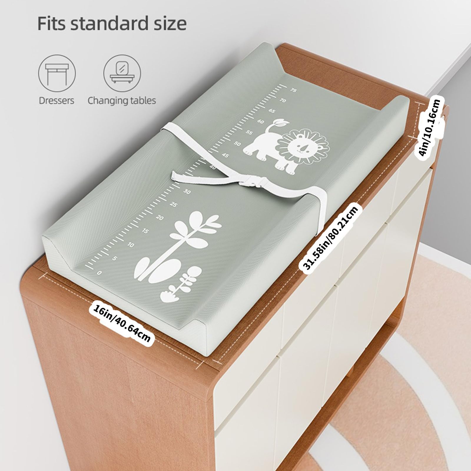 Funda impermeable para cambiador con diseño de leones con correas elásticas para protección contra fugas y funda cómoda para bebé para pañales