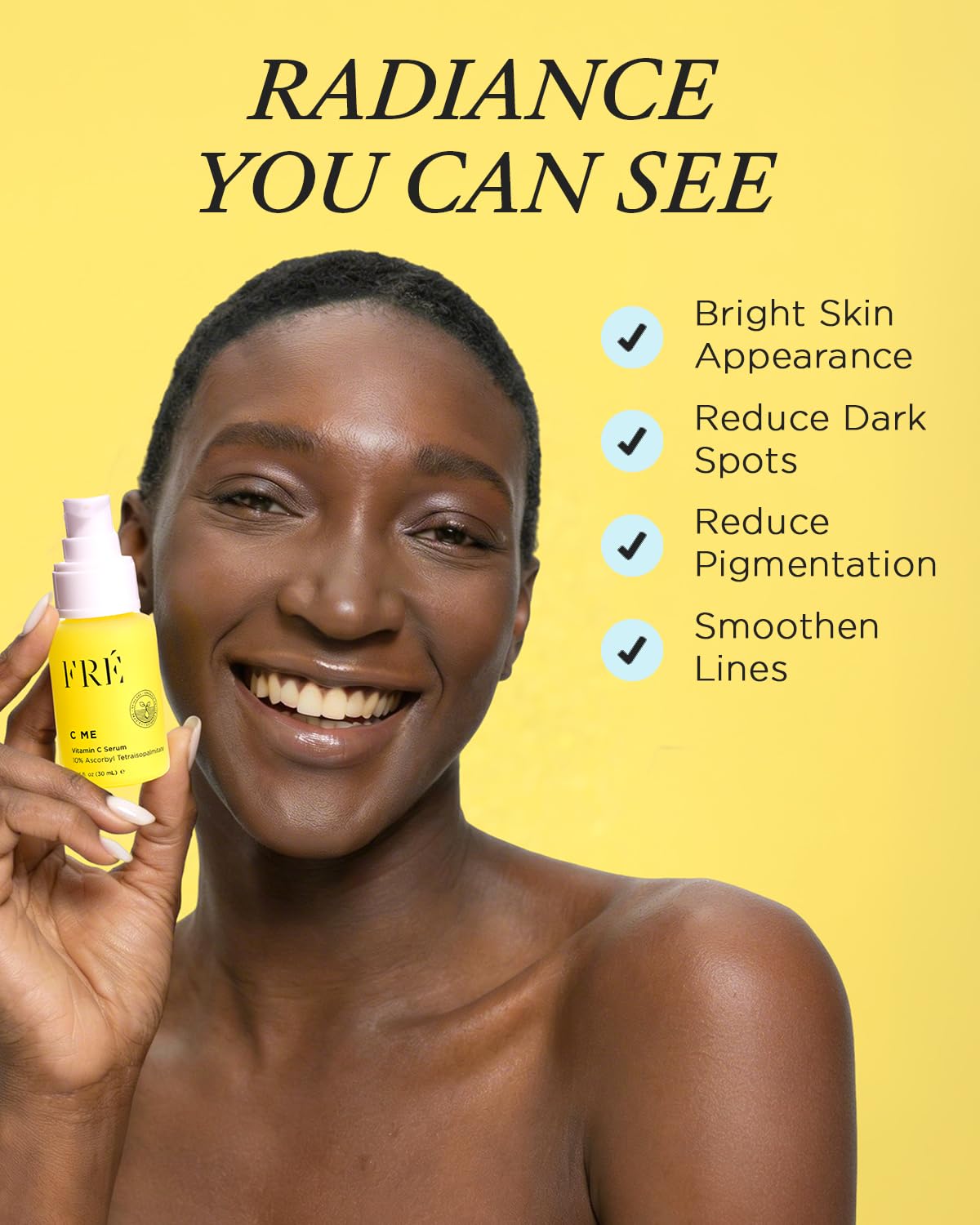 10% Vitamin C Serum for Face – FRÉ Waterless Brightening Serum with Argan Oil – 1.01 fl oz