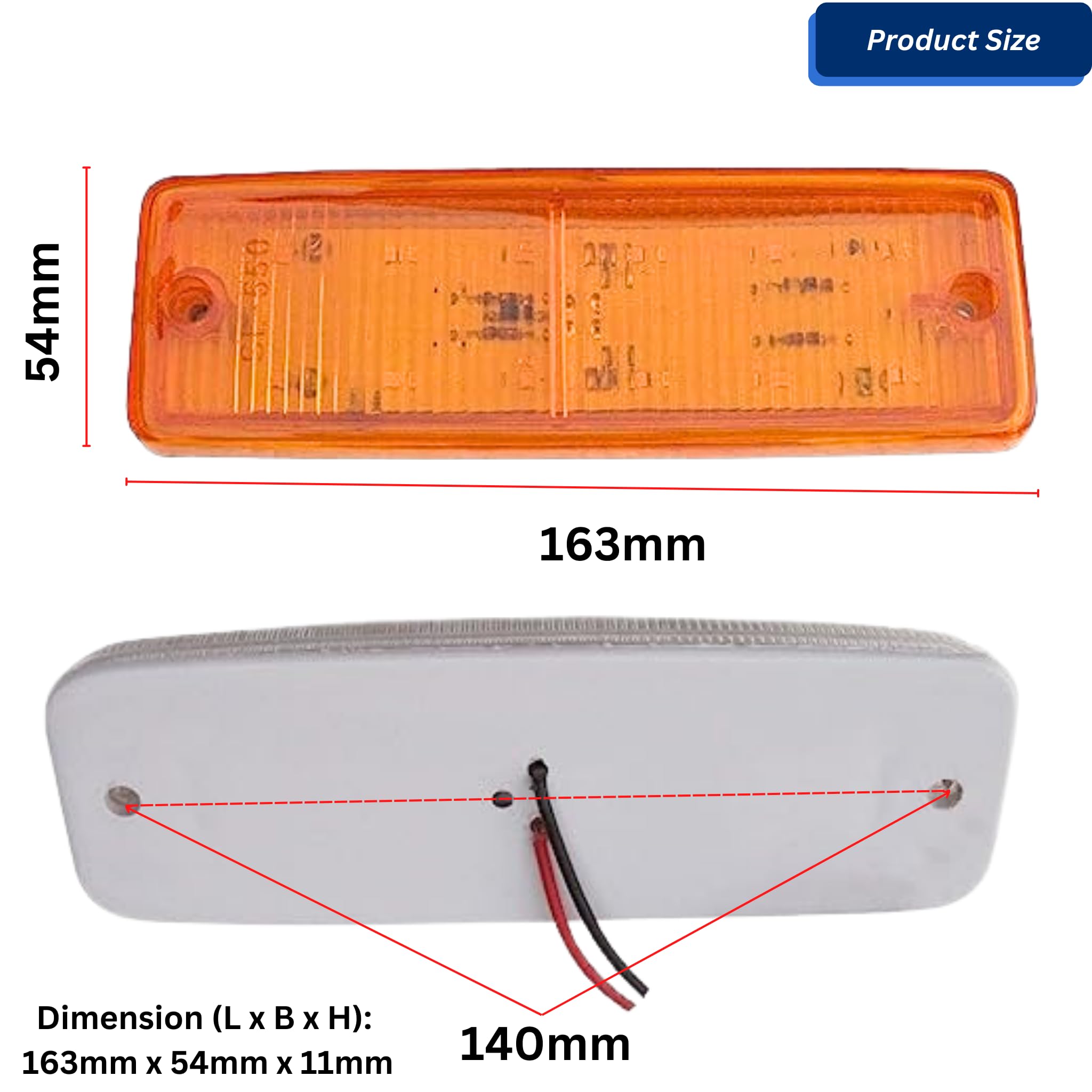 12000202 - Indicatore di direzione LED rettangolare per camion e trattori, 12v