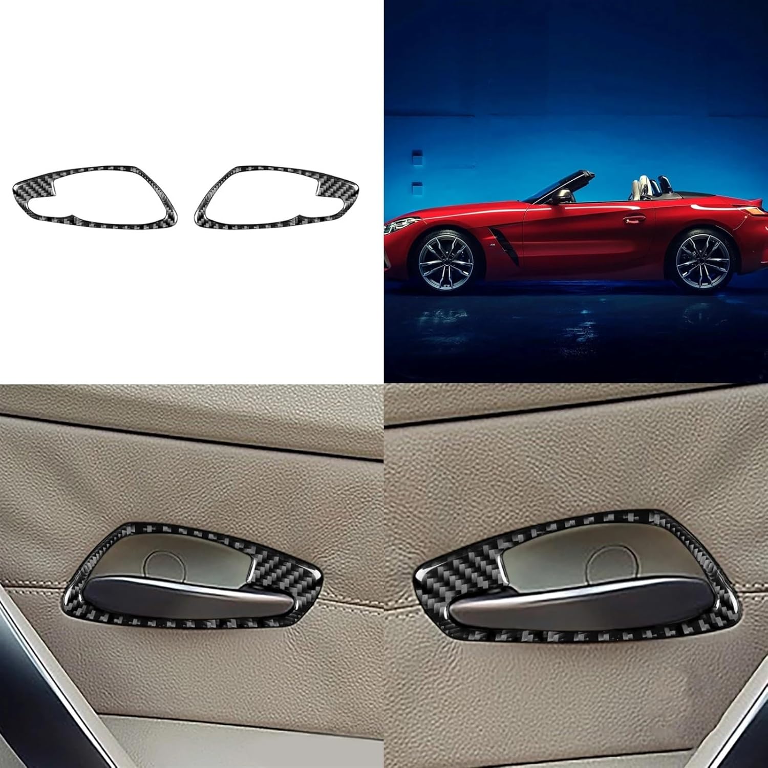 for bmws Z4 E85 E86 Accessories 2003-2008 Car Door Handle Cover Bowl Frame Sticker Trim Carbon Fiber Interior