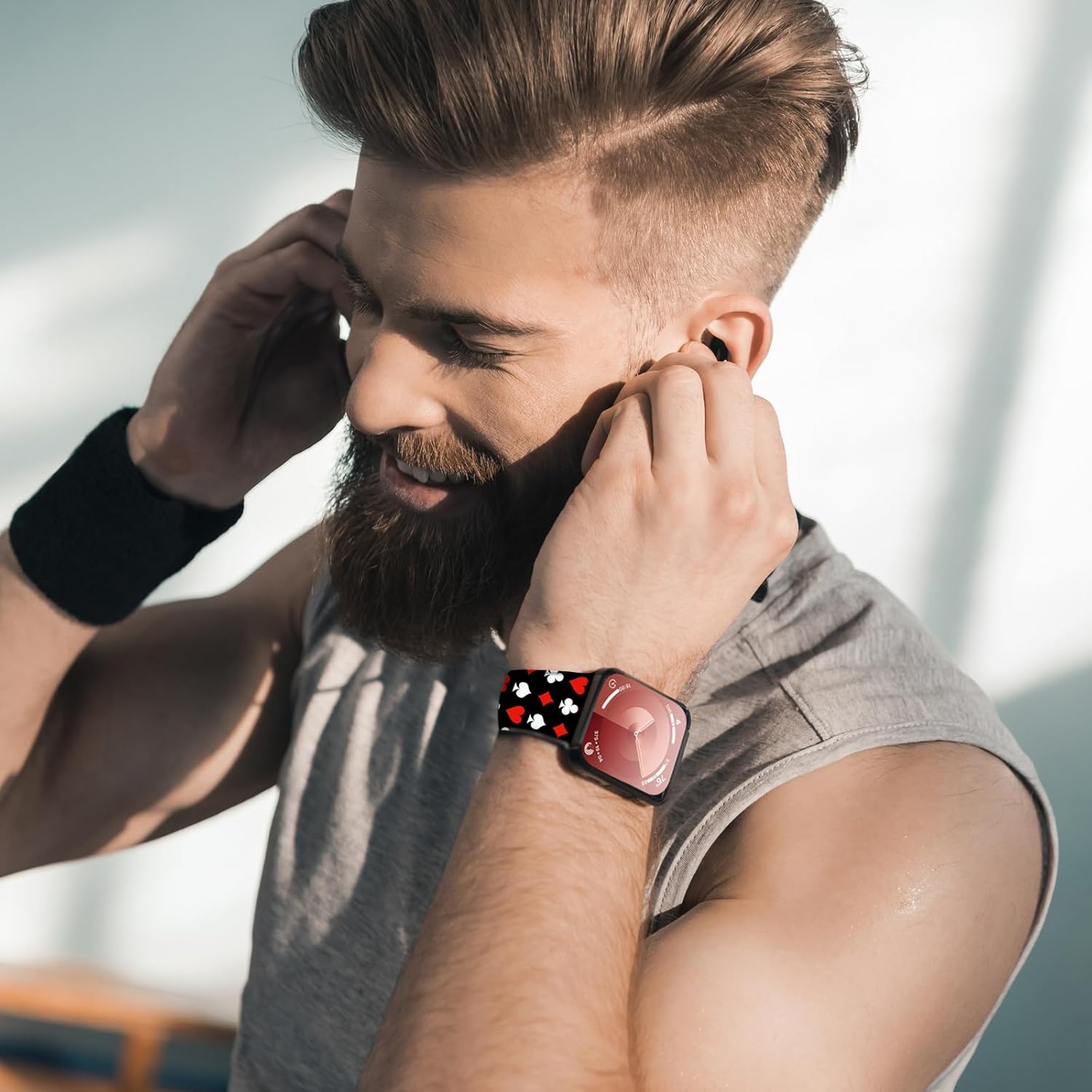 Sport Watch Band Compatible with Apple Watch Band 38mm 40mm 41mm Women Men, Soft Silicone Floral Print Sport Strap Replacement Wristbands for iWatch Series 10 9 8 7 6 5 4 3 2 1 SE Ultra - Image 5