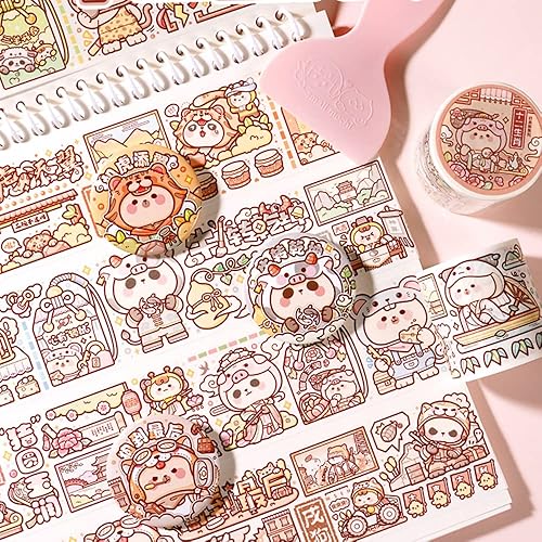 Miniatura 26 de Alideco - Cintas adhesivas decorativas pequeñas de mochi washi, ideales para suministros de diario, manualidades, álbum de recortes, bricolaje