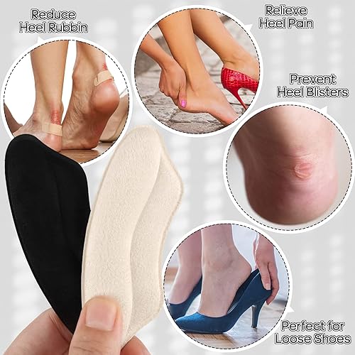 Miniatura 3 de 6 pares de almohadillas de talón, almohadillas de talón para zapatos grandes sueltos, cómodos protectores de talón para mujeres y hombres, alivio