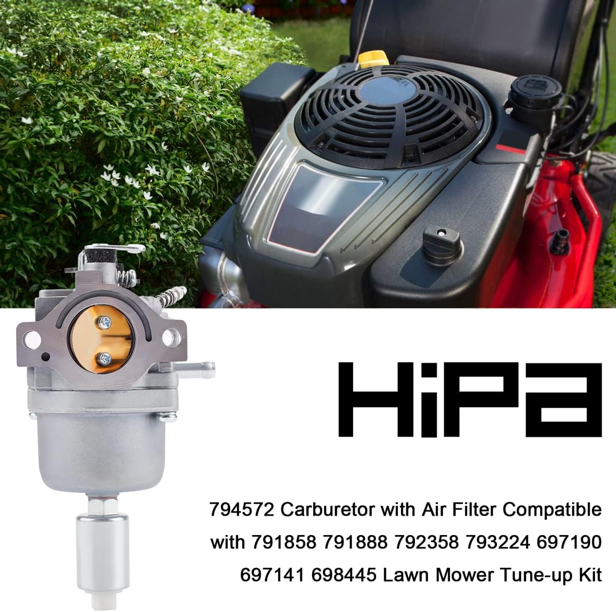 Hipa 794572 Carburetor with Air Filter Compatible with 791858 791888 792358 793224 697190 697141 698445 Lawn Mower Tune-up Kit : Patio, Lawn & Garden