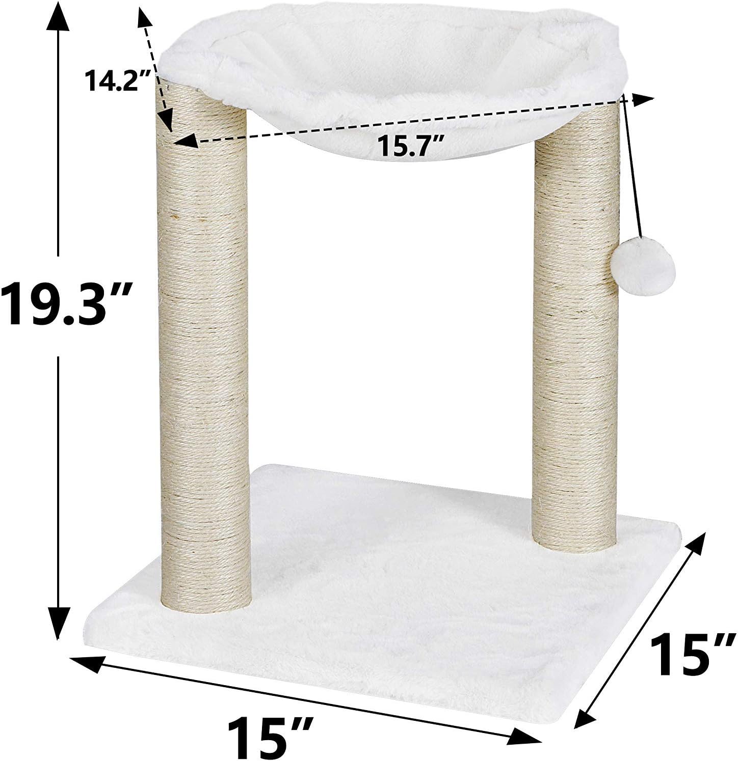 20-inch Cat Activity Tree with Scratching Post, Hammock Bed, Dangling Ball Toy, Plush Carpeting for Cats and Kittens