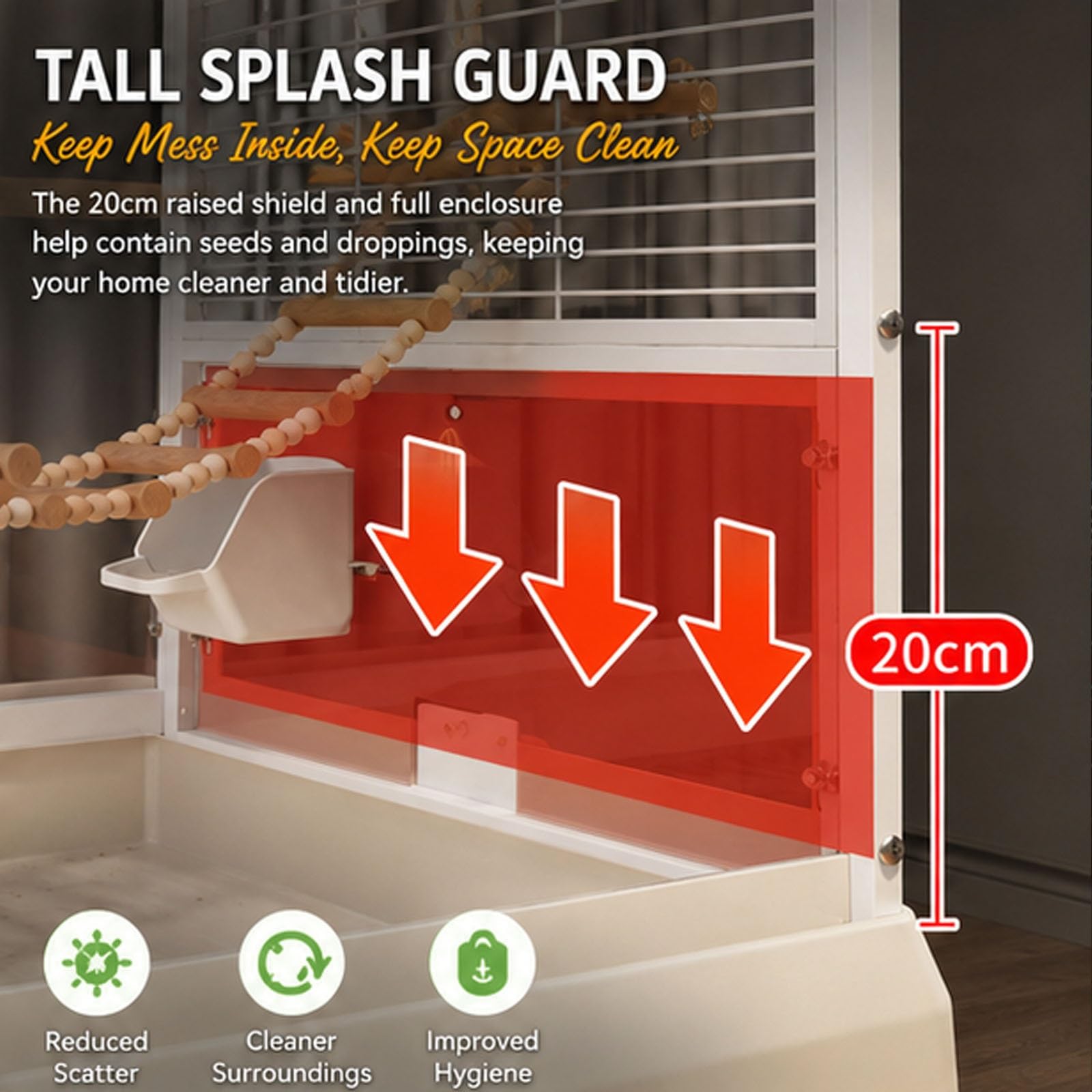 Gabbia for Uccelli e Inseparabili, Gabbia Pappagalli Trasparente con Ruote | Elegante Gabbia Panoramica con Ruote, Spaziosa Gabbia for Canarini con Vassoio Estraibile for Una Facile Pulizia