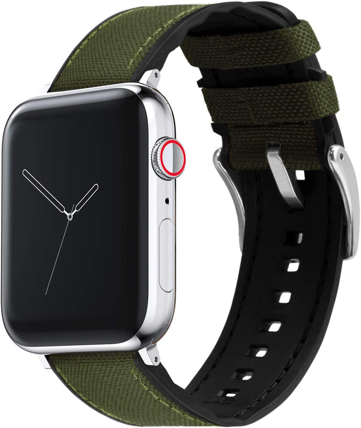 BARTON WATCH BANDS - Cordura Fabric & Silicone Hybrid Watch Bands Compatible with Apple Watch Models - 1, 2, 3, 4, 5, 6, 7, 8, 9, 10, SE, Ultra & Ultra 2