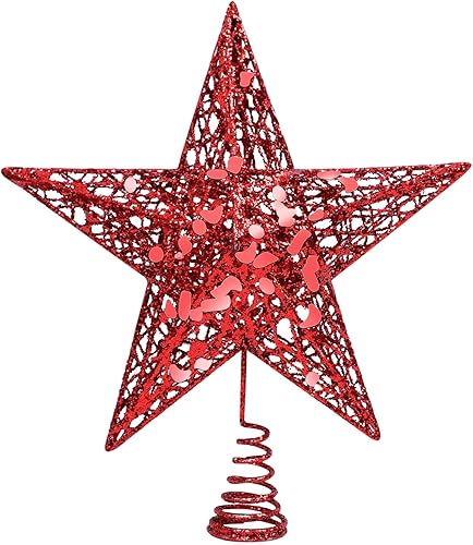 Vista 71 de URATOT - Decoración de estrella para árbol de Navidad con diamantina. Oro rosa