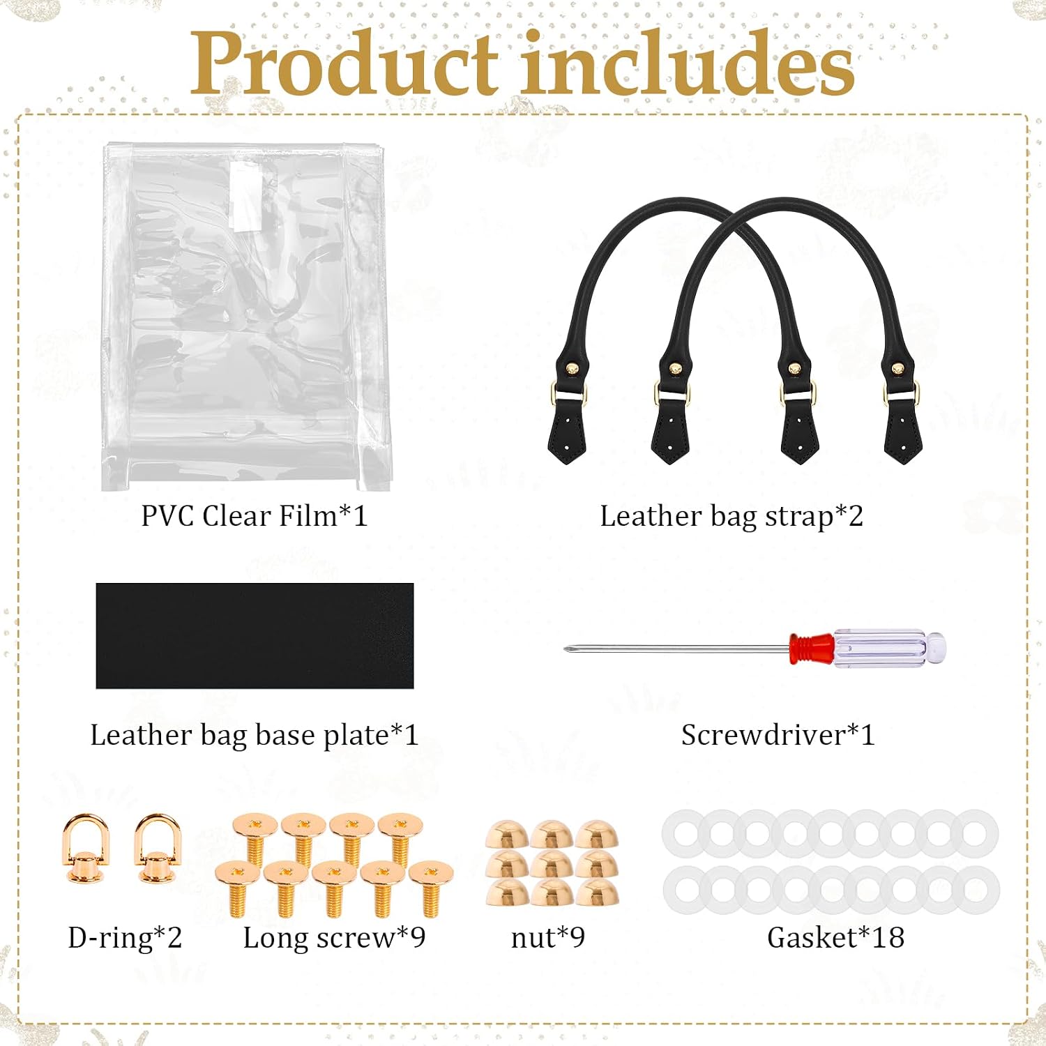 KTNGY Clear TPU Tote Bag DIY Kit - Luxury Paper Bag Purse Making Kit Compatible with Dior Shopping Bags with Leather Handles, Base Plate & Hardware, Upcycled Handbag Making Supplies (White-S)