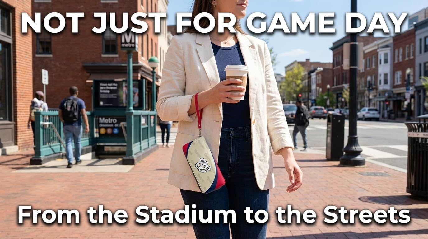 Littlearth MLB Washington Nationals Curve Zip Organizer Wallet, Wristlet and Wallet in One, Team Color, 8 x 4 x 1 Inches