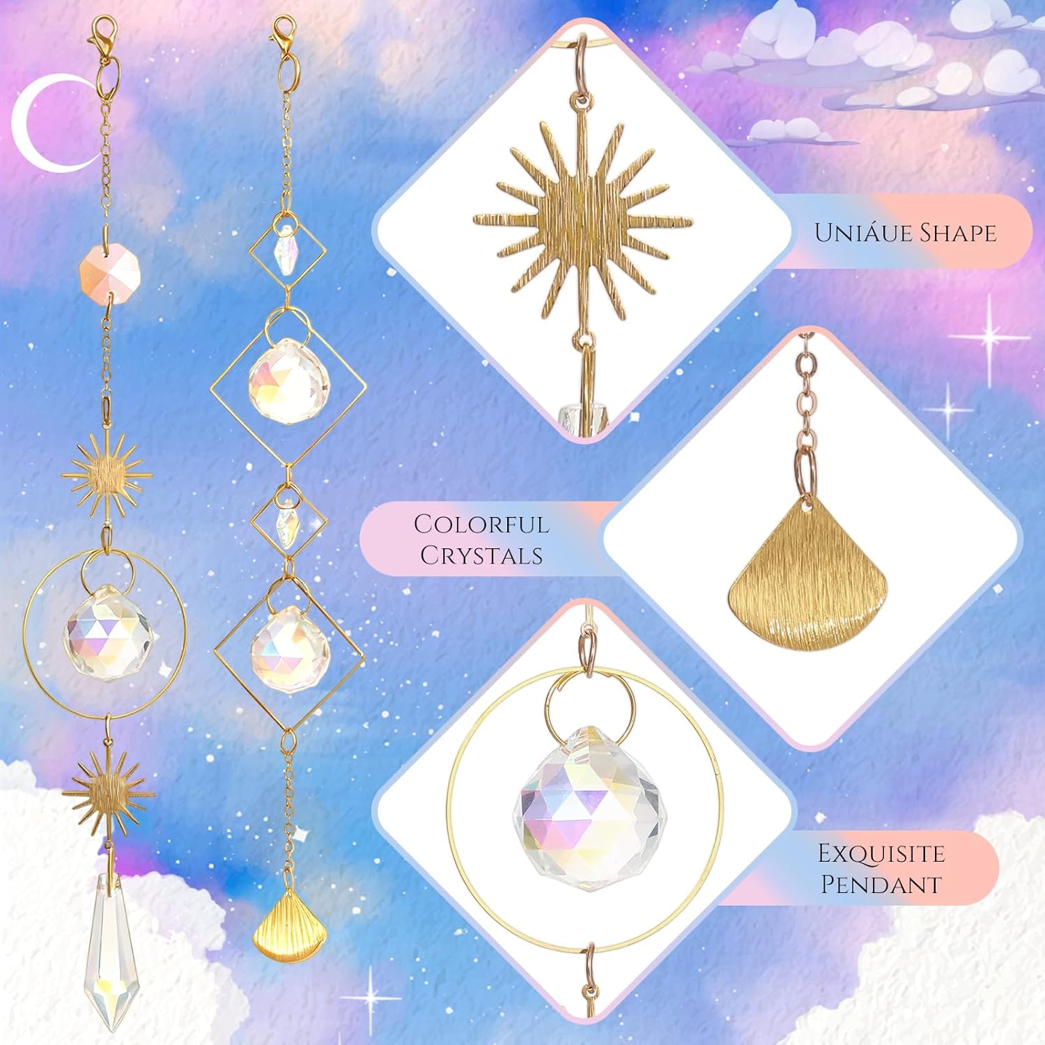 6 Pcs Plant Propagation Station Colorful Crystal Suncatcher, Handmade Boho Rooting Vase, Hanging Window Plant Propagator Stations Suncatcher with Chain Pendant Ornament Balls