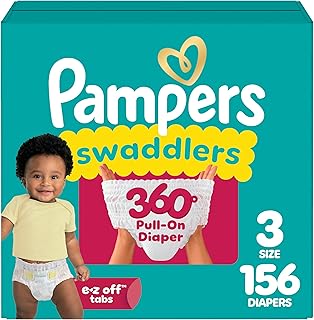 Pampers Swaddlers 360 Diapers Size 3, One Month Supply (156 Count)